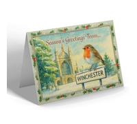 CHRISTMAS CARD Winchester - Cathedral from the Close - Vintage Design
