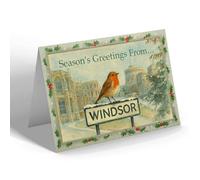 CHRISTMAS CARD - Windsor - St George's Chapel & Lower Ward - Vintage Design