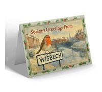 CHRISTMAS CARD - Wisbech - Town from North Brink - Vintage Design