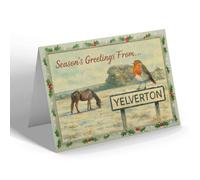 CHRISTMAS CARD - Yelverton - Dartmoor Ponies at the Tors - Vintage Design