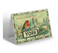 CHRISTMAS CARD - York - Minster from North Walls - Vintage Design