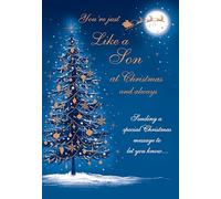Christmas Card You're Just Like A Son Blue tree - 9 x 6 inches - Regal Publishing
