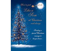 Christmas Card You're Just Like A Son Blue tree - 9 x 6 inches - Regal Publishing