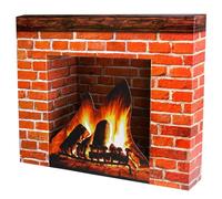 Christmas Cardboard Fireplace Prop- 3D Artificial Red Brick Cardboard Fireplace- Brick Fireplace Stand-Up- Fake Fireplace Backdrop for Christmas Decoration