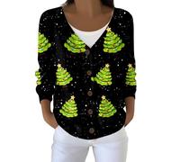 Christmas Cardigan for Women Jumpers Tops 2025 Women's Fashionable and Casual V Neck Button Christmas Print Cardigan for Indoor Outdoor Workout Xmas Gifts (White, S)