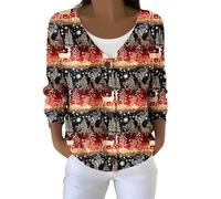 Christmas Cardigan for Women Jumpers Tops 2025 Women's Fashionable and Casual V Neck Button Christmas Print Cardigan for Indoor Outdoor Workout Xmas Gifts (Red, XL)