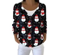 Christmas Cardigan for Women Jumpers Tops 2025 Women's Fashionable and Casual V Neck Button Christmas Print Cardigan for Indoor Outdoor Workout Xmas Gifts (Black, S)