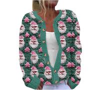 Christmas Cardigan for Women Plus Size Christmas Jumper 2024 Funny Xmas Vibes Holiday Tops Casual Long Sleeve Button Down Knit Sweater with Button Xmas Print Sweater Shirts 5XL