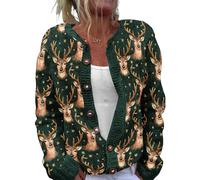 Christmas Cardigan for Women Ugly Funny Xmas Vibes Holiday Tops Casual Long Sleeve Fall Winter Button Down Knit Sweater