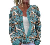 Christmas Cardigan for Women Ugly Funny Xmas Vibes Holiday Tops Casual Long Sleeve Fall Winter Button Down Knit Sweater