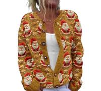 Christmas Cardigan for Women Ugly Funny Xmas Vibes Holiday Tops Casual Long Sleeve Fall Winter Button Down Knit Sweater