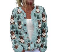 Christmas Cardigan for Women Ugly Funny Xmas Vibes Holiday Tops Casual Long Sleeve Fall Winter Button Down Knit Sweater