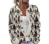 Christmas Cardigan for Women Ugly Funny Xmas Vibes Holiday Tops Casual Long Sleeve Fall Winter Button Down Knit Sweater