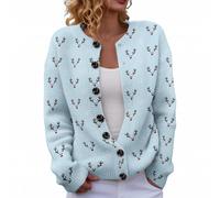 Christmas Cardigan for Women UK Casual Lightweight Long Sleeve Button Down Sweater Coat Ugly Funny Xmas Holiday Jumper Autumn Winter Soft Cozy Slouchy Loose Chunky Knitted Outerwear