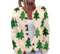 Christmas Cardigan Jumpers for Women 2025 Women's Single Plush Art Print Comfortable Knitted Cardigan for Indoor Outdoor Workout Xmas Gifts (GN2, L)