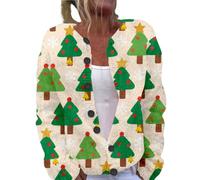 Christmas Cardigan Jumpers for Women 2025 Women's Single Plush Art Print Comfortable Knitted Cardigan for Indoor Outdoor Workout Xmas Gifts (GN3, L)
