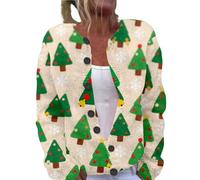 Christmas Cardigan Jumpers for Women 2025 Women's Single Plush Art Print Comfortable Knitted Cardigan for Indoor Outdoor Workout Xmas Gifts (Green, XXL)