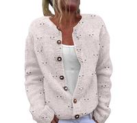 Christmas Cardigan Sweaters for Women Women Christmas Sweaters Fashion Button Down Cardigans Lightweight Loose Long Sleeve Winter Warm Coat for Indoor Outdoor Workout Xmas Gifts (Beige, XL)