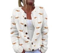 Christmas Cardigan Sweaters for Women Women Christmas Sweaters Fashion Button Down Cardigans Lightweight Loose Long Sleeve Winter Warm Coat for Indoor Outdoor Workout Xmas Gifts (Yellow, L)