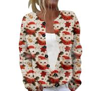 Christmas Cardigans for Women UK Button Up Cardigan - Long Sleeve V-Neck Knitted Sweater Jacket Casual Shrugs Outwear Ugly Funny Xmas Vibes Holiday Tops