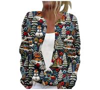 Christmas Cardigans for Women UK Funny Xmas Tree Print Button Up Jumpers Open Front Warm Comfy Vintage Knitted Sweaters Lightweight Fall Outfits Women's Fashion Clothes Cozy Cardigans For Women UK