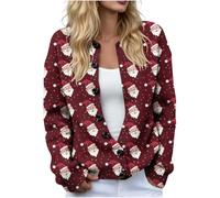 Christmas Cardigans for Women UK Knitted Cozy Cardigans Sweaters - Oversized Jumpers Christmas Printed Long Sleeve Button Jacket Novelty Xmas Elk Graphic Jacket Fall Winter Thermal Ladies Tops S-5XL