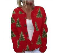 Christmas Cardigans for Women UK Plus Size Ugly Christmas Sweaters Open Front Button Down Long Sleeve Knitted Coats Outerwear Fall Casual Sweater Jacket Funny Xmas Holiday Tops