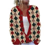 Christmas Cardigans for Women UK Plus Size Ugly Christmas Sweaters Open Front Button Down Long Sleeve Knitted Coats Outerwear Fall Casual Sweater Jacket Funny Xmas Holiday Tops