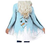 Christmas Cardigans for Women UK Sale Clearance,Funny Xmas Tree Top Snowflake Print Open Front Cardigan Long Sleeve Novelty Santa Outwear Coat Jacket Tops Ugly Christmas Cardigan Size 8-18