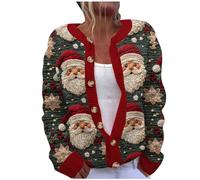 Christmas Cardigans for Women UK Ugly Christmas Sweaters Jackets Chunky Knit Cable Open Front Long Sleeve Cardigan Funny Novelty Graphic Button Cute Jacket Fall Winter Coats Outwear