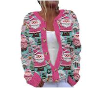 Christmas Cardigans for Women UK Ugly Christmas Sweaters Jackets Chunky Knit Cable Open Front Long Sleeve Cardigan Funny Novelty Graphic Button Cute Jacket Fall Winter Coats Outwear