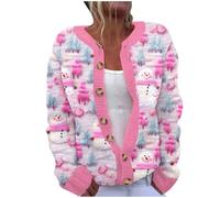 Christmas Cardigans for Women UK Ugly Christmas Sweaters Jackets Chunky Knit Cable Open Front Long Sleeve Cardigan Funny Novelty Graphic Button Cute Jacket Fall Winter Coats Outwear