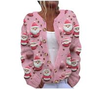 Christmas Cardigans for Women UK Ugly Christmas Sweaters Jackets Chunky Knit Cable Open Front Long Sleeve Cardigan Funny Novelty Graphic Button Cute Jacket Fall Winter Coats Outwear