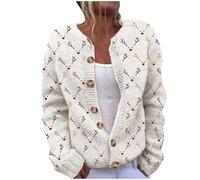 Christmas Cardigans for Women UK Ugly Christmas Sweaters Jackets Chunky Knit Cable Open Front Long Sleeve Cardigan Funny Novelty Graphic Button Cute Jacket Fall Winter Coats Outwear