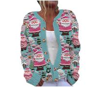 Christmas Cardigans for Women UK Ugly Christmas Sweaters Jackets Chunky Knit Cable Open Front Long Sleeve Cardigan Funny Novelty Graphic Button Cute Jacket Fall Winter Coats Outwear