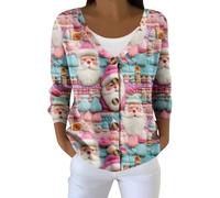 Christmas Cardigans for Women Uk - Womens Sweaters Ugly Funny Xmas Tree Snowman Snowflake Print Button Down Cardigan Autumn Winter Vintage Knitted Outerwear Coat Gifts for Her,Light pink,L,u442k