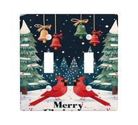 Christmas Cardinal Light Switch Cover Plate/Outlet Covers, Red Birds and Snowy Trees for Holiday Decor, Thermoplastic Wall Plates, Standard Size Double Toggle