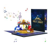 Christmas Cards 2024, Religious Christmas Cards with Lights and Music, Merry Christmas Card, Christmas Gifts for Kids Husband Wife Mom Dad, 3D Pop Up Christmas Greeting Card with Envelopes (A)