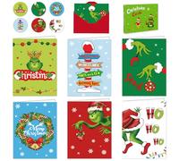 Christmas Cards 2025 Pack of 24 - Multipack Xmas Cards - 6 Different Grnch Designs with 24 Envelopes in 6 Colors for Family, Friends, Granddaughter and Children