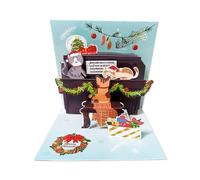 Christmas Cards 3D Christmas Greeting Card Holiday Cards Cats Pianos Christmas Crystal Balls Thickened Paper A Holiday Surprise Greeting Card for Children, Friends and Family