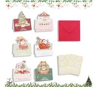 Christmas Cards Boxed | 12 Pack Xmas Cards Multipack | 6 Unique Traditional Christmas Scene Designs Christmas Tree, Santa Claus,Reindeer Retro Festive Seasons Greetings For Friends Family