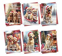 Christmas Cards Boxed | 30 Pack Xmas Card Multipack | 6 Unique Christmas Cards 2025 Dog Cute Animal Designs Festive Seasons Greetings For Friends Family 2024