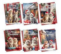 Christmas Cards Boxed | 30 Pack Xmas Cards Multipack | 6 Unique Christmas Cats In Hats Designs Festive Seasons Greetings For Friends Family 2024
