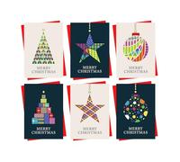Christmas Cards Boxed | 30 Pack Xmas Cards Multipack | 6 Unique Modern Art Deco Decoration Designs Festive Seasons Greetings For Friends Family 2023