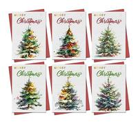 Christmas Cards Boxed | 30 Pack Xmas Cards Multipack | 6 Unique Watercolour Christmas Tree Designs Festive Seasons Greetings For Friends Family 2025