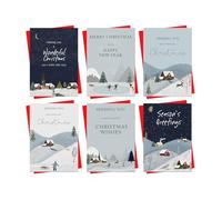 Christmas Cards Boxed | 30 Pack Xmas Cards Multipack | Multipack Christmas Card 6 Unique Whimsical Designs Festive Seasons Greetings Traditional Snow Scenes For Friends Family