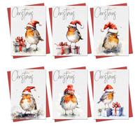 Christmas Cards Boxed Christmas Cards Pack of 30 Multipack Thick Xmas Cards Beautiful Robin Designs For Friends Family With Red Envelopes