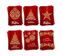 Christmas Cards Boxed Red Card | 30 Pack Xmas Cards Multipack | 6 Unique Christmas Tree Star Bauble Designs Festive Seasons Greetings For Friends Family