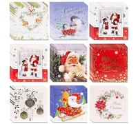 Christmas Cards Bumper Pack of 40 | 8 Cute & Traditional Festive Designs with Envelopes | Merry Christmas & Happy New Year Greeting Cards | 12cm Square