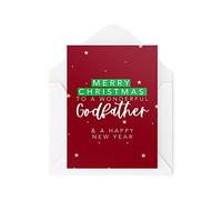 Christmas Cards for Godparents - Merry Christmas to a Wonderful Godfather - Godfather Christmas Card - Godfather Cards - Godmother - CBH1439